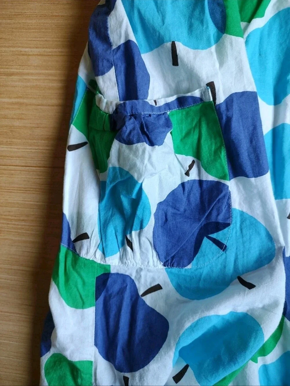 Mini Boden Girls Dress White Blue Green Ruffle Straps Apple Zip Pockets 13 14 Y